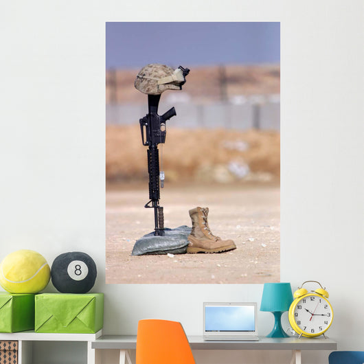 Boots Rifle Dog Tags Wall Decal