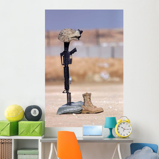 Boots Rifle Dog Tags Wall Decal