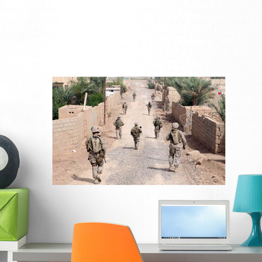 Marines Patrol Streets Iraq Wall Decal