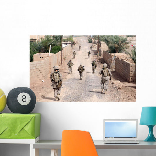 Marines Patrol Streets Iraq Wall Decal