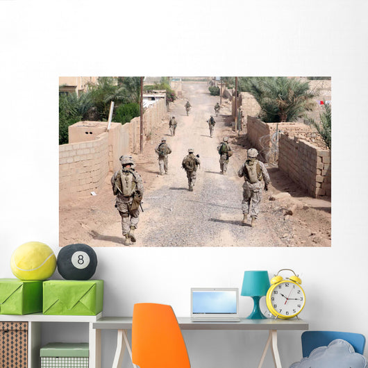 Marines Patrol Streets Iraq Wall Decal