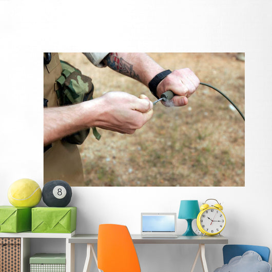 Soldier Pulls Detonation Cord Wall Decal