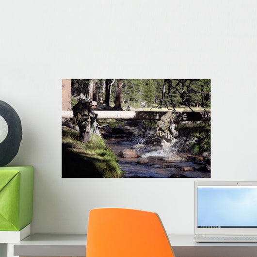 Marines Splash across Stream Wall Decal