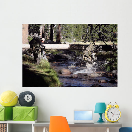 Marines Splash across Stream Wall Decal