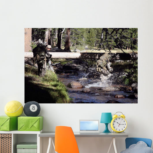 Marines Splash across Stream Wall Decal