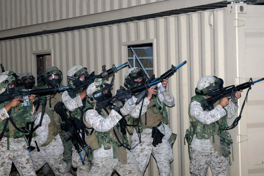 Marines Raise Their Weapons Wall Decal