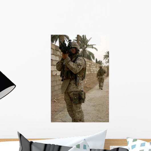 Machine Gunner Uses His Wall Decal