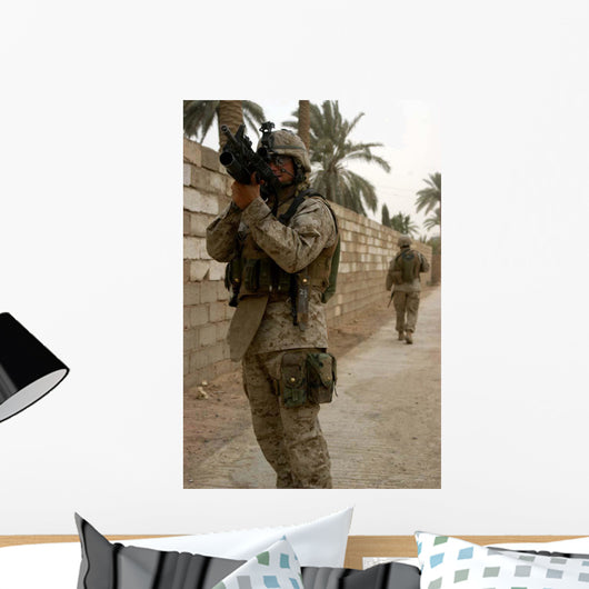 Machine Gunner Uses His Wall Decal