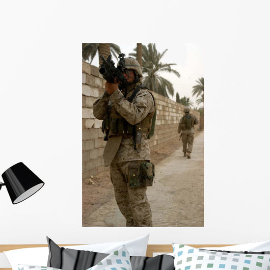 Machine Gunner Uses His Wall Decal