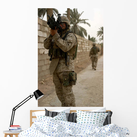 Machine Gunner Uses His Wall Decal