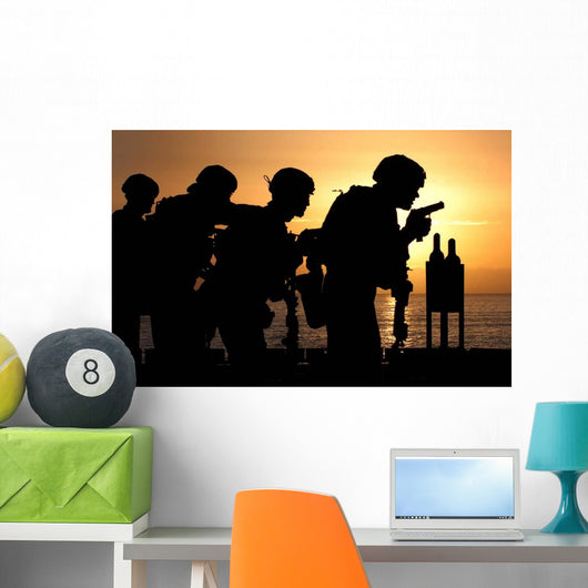 Marines Fire 9mm Handguns Wall Decal