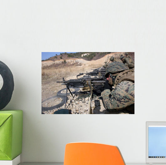 Corpsman Fires M249 Squad Wall Decal