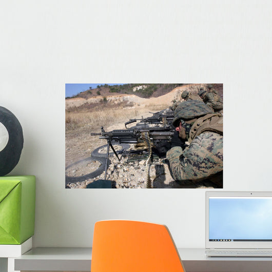 Corpsman Fires M249 Squad Wall Decal