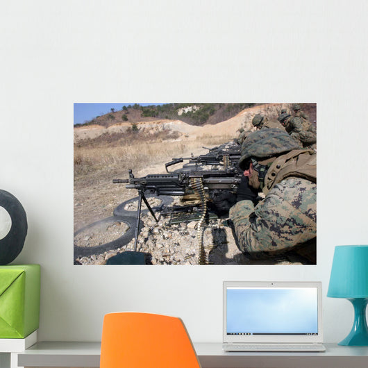 Corpsman Fires M249 Squad Wall Decal
