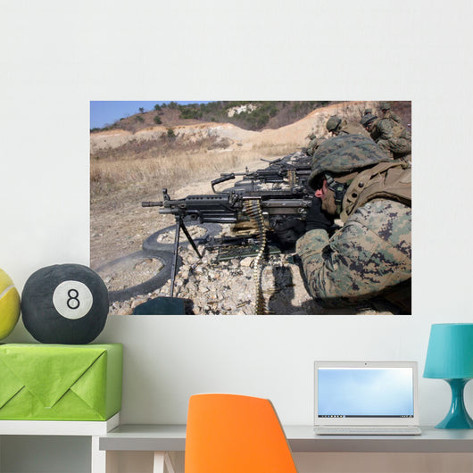Corpsman Fires M249 Squad Wall Decal
