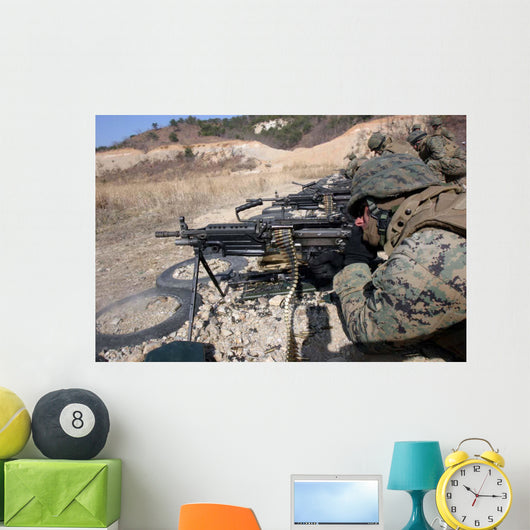 Corpsman Fires M249 Squad Wall Decal