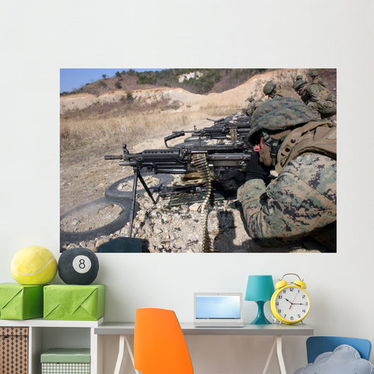 Corpsman Fires M249 Squad Wall Decal