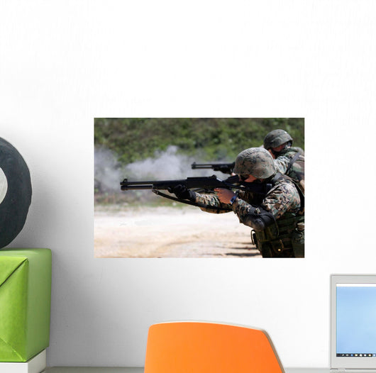 Marines Firing Shotguns Wall Decal