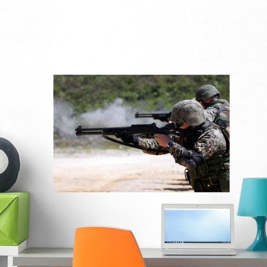 Marines Firing Shotguns Wall Decal