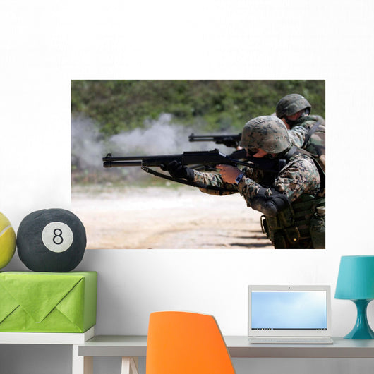 Marines Firing Shotguns Wall Decal