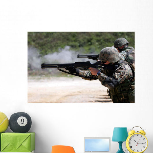 Marines Firing Shotguns Wall Decal