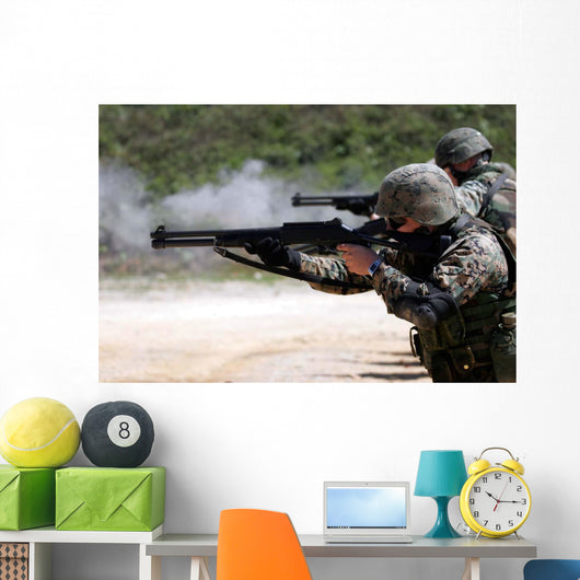 Marines Firing Shotguns Wall Decal