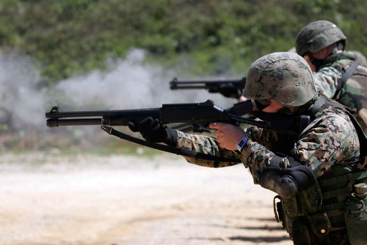 Marines Firing Shotguns Wall Decal