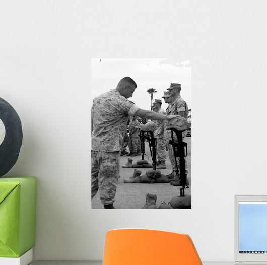Soldier Pays His Respect Wall Decal