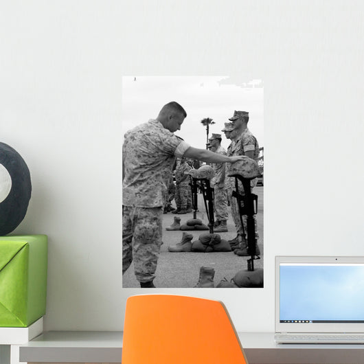 Soldier Pays His Respect Wall Decal
