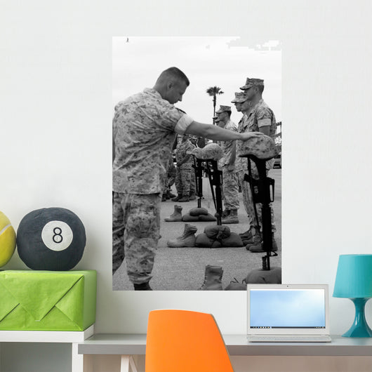 Soldier Pays His Respect Wall Decal