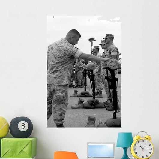 Soldier Pays His Respect Wall Decal
