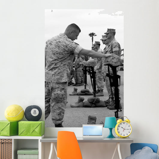 Soldier Pays His Respect Wall Decal