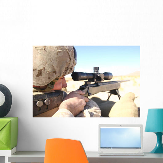 Soldier Aims with His Wall Decal