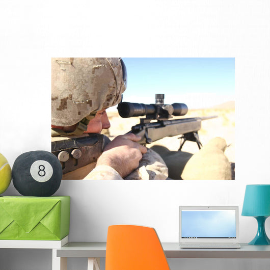 Soldier Aims with His Wall Decal