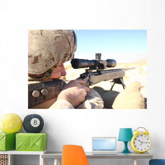Soldier Aims with His Wall Decal