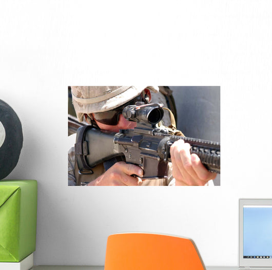 Soldier Peers through His Wall Decal