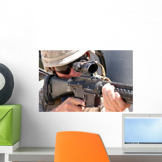 Soldier Peers through His Wall Decal