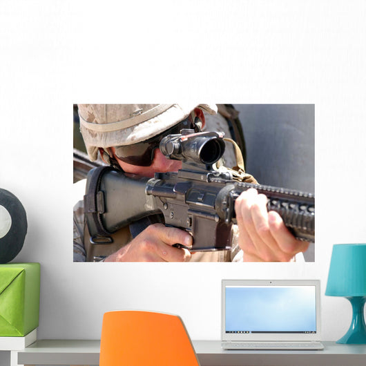 Soldier Peers through His Wall Decal