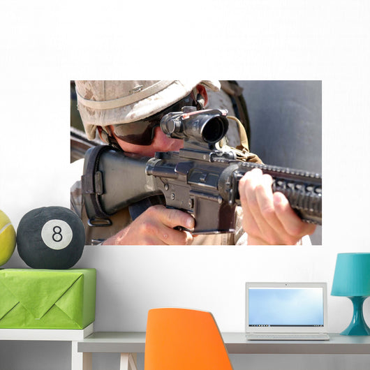 Soldier Peers through His Wall Decal