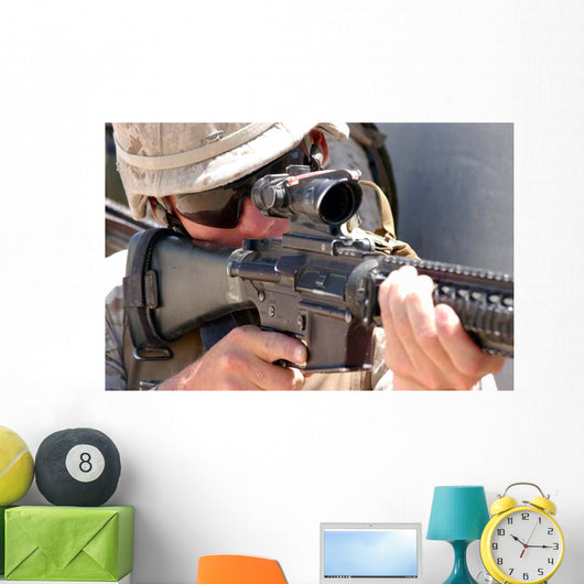 Soldier Peers through His Wall Decal