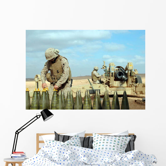 Us Marine Prepares Howitzer Wall Decal