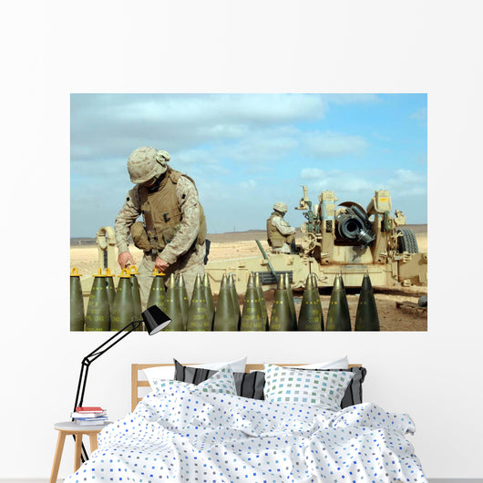 Us Marine Prepares Howitzer Wall Decal