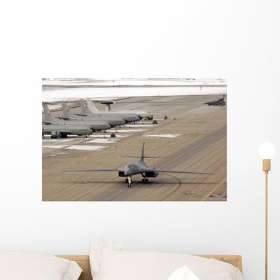 B-1b Lancer Arrives Eielson Wall Decal shown on a wall