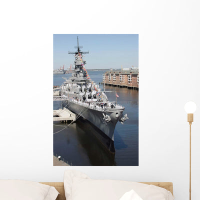 Decommissioned Us Navy Battleship Wall Decal shown on a wall