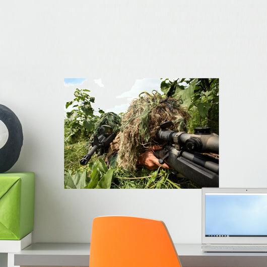 Soldiers Dressed Ghillie Suits Wall Decal