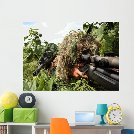 Soldiers Dressed Ghillie Suits Wall Decal