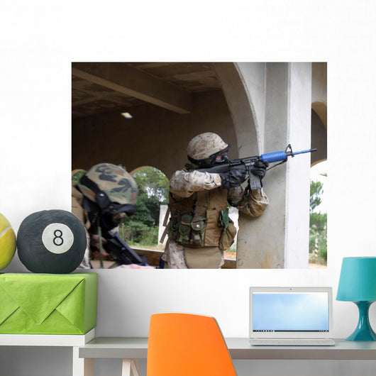 Marine Shoots Enemy Sniper Wall Decal