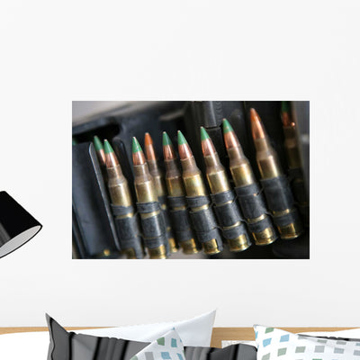 Belted Bullets for M-249 Wall Decal shown on a wall