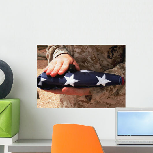 Soldier Holds United States Wall Decal