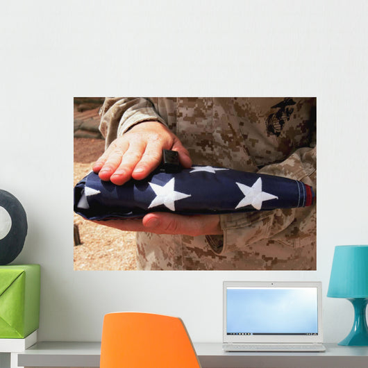 Soldier Holds United States Wall Decal
